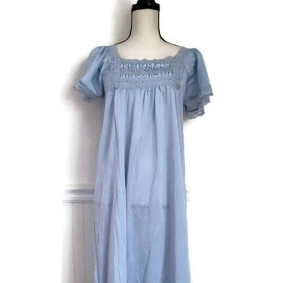Rikki NY Vintage Baby Blue Long Nightgown Sleepwear - Picture 2 of 6